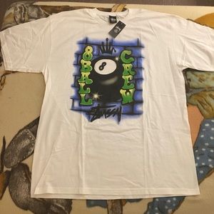 VINTAGE🔥STUSSY 8BALL CREW GRAFFITI TEE